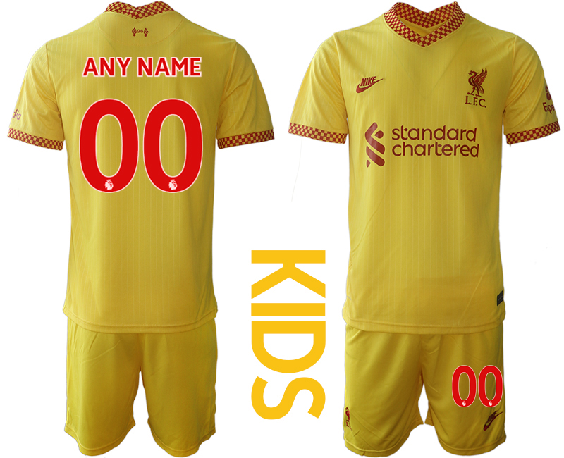 Youth 2021-2022 Club Liverpool Second away yellow customized Soccer Jersey